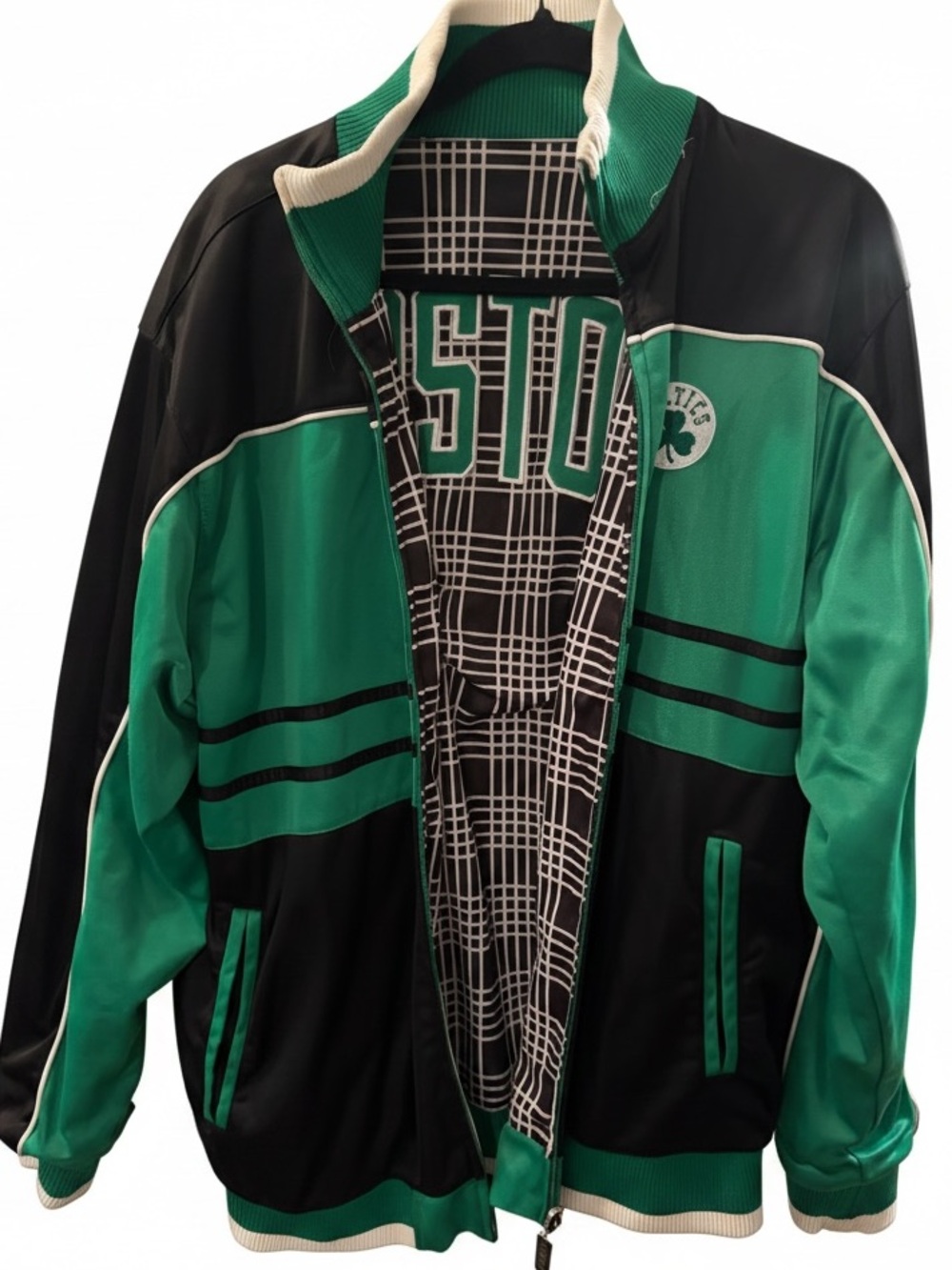 NBA Green and Black Boston Celtics Bomber Jacket reversible